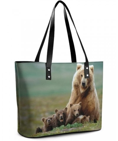 Womens Handbag Animal Bear Leather Tote Bag Top Handle Satchel Bags For Lady $16.45 Totes