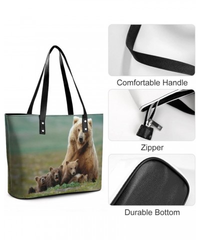 Womens Handbag Animal Bear Leather Tote Bag Top Handle Satchel Bags For Lady $16.45 Totes