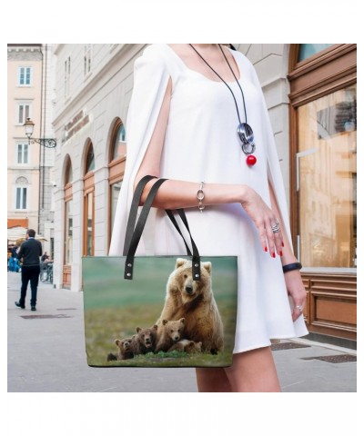 Womens Handbag Animal Bear Leather Tote Bag Top Handle Satchel Bags For Lady $16.45 Totes