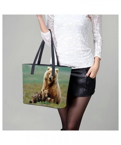 Womens Handbag Animal Bear Leather Tote Bag Top Handle Satchel Bags For Lady $16.45 Totes