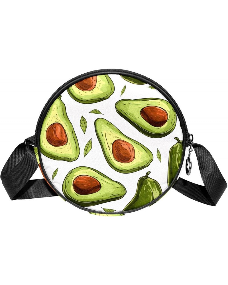 Round Crossbody Wallet, Circle Crossbody Purse Handbag, leaf and avocado $10.24 Crossbody Bags