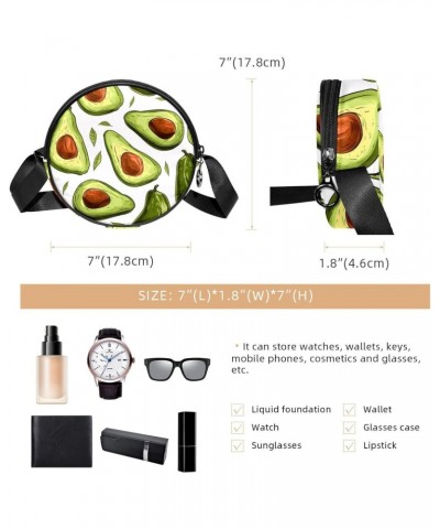 Round Crossbody Wallet, Circle Crossbody Purse Handbag, leaf and avocado $10.24 Crossbody Bags