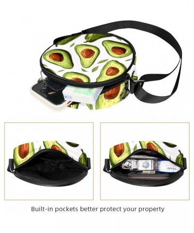 Round Crossbody Wallet, Circle Crossbody Purse Handbag, leaf and avocado $10.24 Crossbody Bags