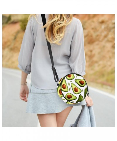 Round Crossbody Wallet, Circle Crossbody Purse Handbag, leaf and avocado $10.24 Crossbody Bags