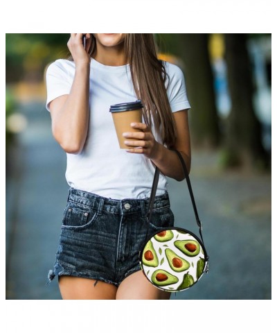 Round Crossbody Wallet, Circle Crossbody Purse Handbag, leaf and avocado $10.24 Crossbody Bags