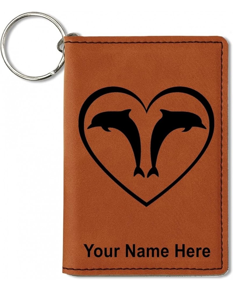 ID Holder Wallet, Dolphin Heart, Personalized Engraving Included (Teal) Dark Brown $14.83 Wallets