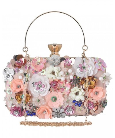 Women's Evening Bag Sequins Floral Handbag Colorful Flower Clutch Purses 3D Sequins Banquet Bag Elegant Shoulder Bag Pink $34...