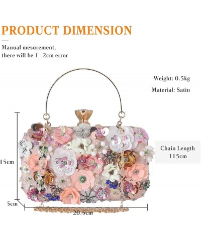 Women's Evening Bag Sequins Floral Handbag Colorful Flower Clutch Purses 3D Sequins Banquet Bag Elegant Shoulder Bag Pink $34...