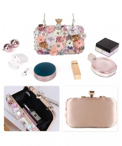 Women's Evening Bag Sequins Floral Handbag Colorful Flower Clutch Purses 3D Sequins Banquet Bag Elegant Shoulder Bag Pink $34...