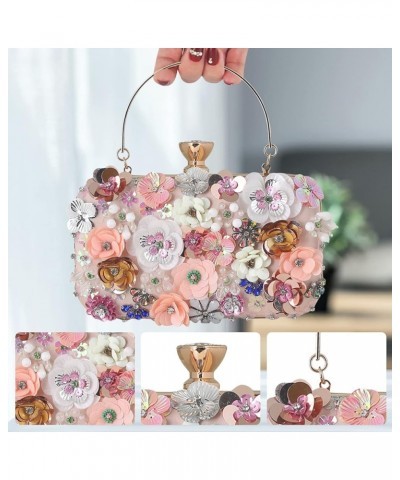 Women's Evening Bag Sequins Floral Handbag Colorful Flower Clutch Purses 3D Sequins Banquet Bag Elegant Shoulder Bag Pink $34...