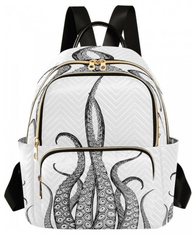 Backpack Purse for Women Hand Drawn Tentacles Octopus, Mini Fashion Backpack Lightweight Casual Daypack Shoulder Bag Travel B...