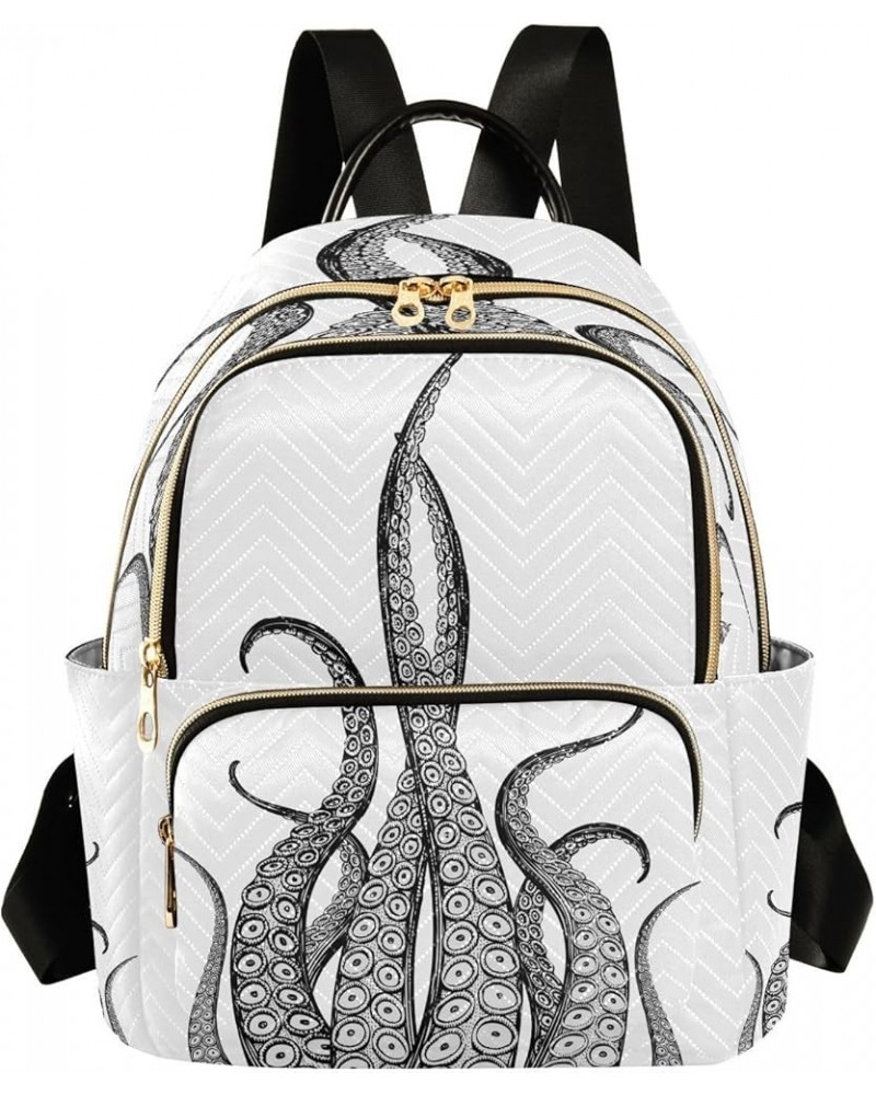 Backpack Purse for Women Hand Drawn Tentacles Octopus, Mini Fashion Backpack Lightweight Casual Daypack Shoulder Bag Travel B...