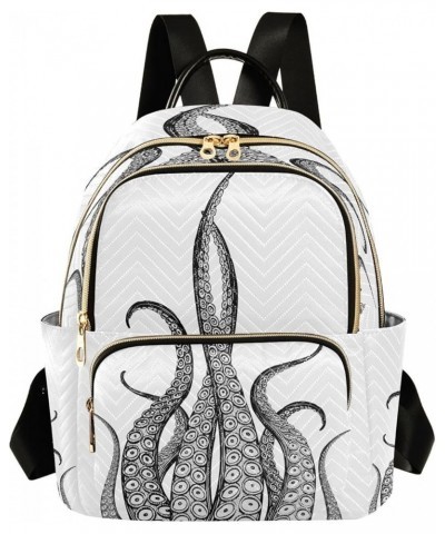 Backpack Purse for Women Hand Drawn Tentacles Octopus, Mini Fashion Backpack Lightweight Casual Daypack Shoulder Bag Travel B...