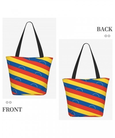 Women Shoulder Bag Venezuela-Flag-Pattern Foldable Tote Bag With Zipper Closure Casual Shopping Purse Daily Bag $18.55 Totes