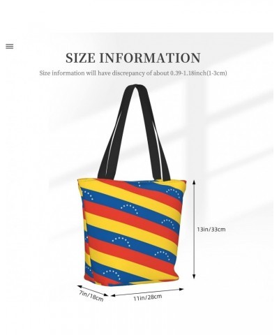 Women Shoulder Bag Venezuela-Flag-Pattern Foldable Tote Bag With Zipper Closure Casual Shopping Purse Daily Bag $18.55 Totes