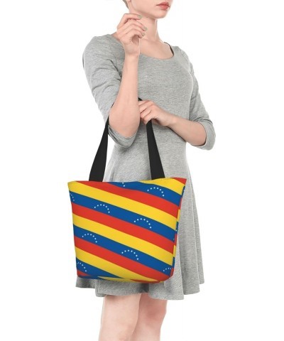 Women Shoulder Bag Venezuela-Flag-Pattern Foldable Tote Bag With Zipper Closure Casual Shopping Purse Daily Bag $18.55 Totes