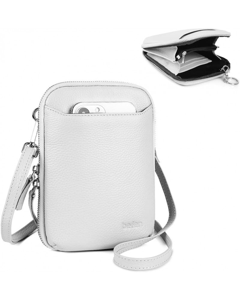 Genuine Leather Crossbody Cell Phone Purse for Women, Women's Small Zip Around Crossbody Wallet Bags White $16.51 Crossbody Bags