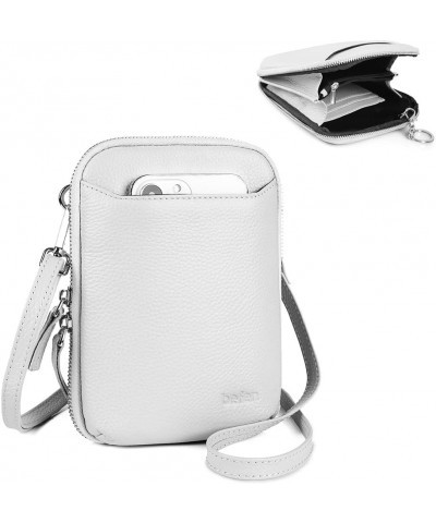 Genuine Leather Crossbody Cell Phone Purse for Women, Women's Small Zip Around Crossbody Wallet Bags White $16.51 Crossbody Bags