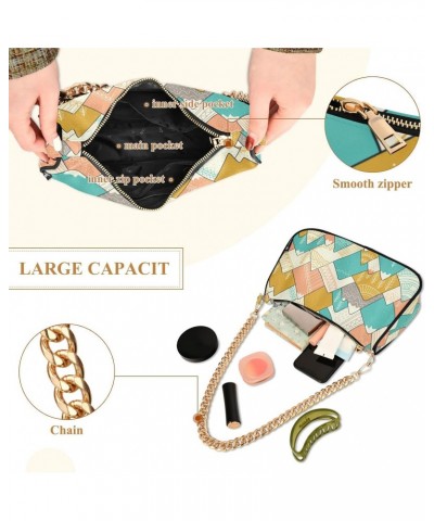 Mountains Shoulder Bag for Women Fabric Crescent Handbag with Zipper Chain Clutch Purses for Party Girls Travel Concert Teen ...