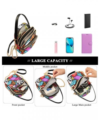 Skull Heart Crossbody Bags for Women Cell Phone Purse Wallet with Removable Chain Shoulder Handbag for Travel Passport Phone ...