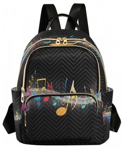 Music Notes Black Women Backpack Purse Ladies Fashion Shoulder Bag Daypack Travel Bag 7.5L Small $12.40 Backpacks