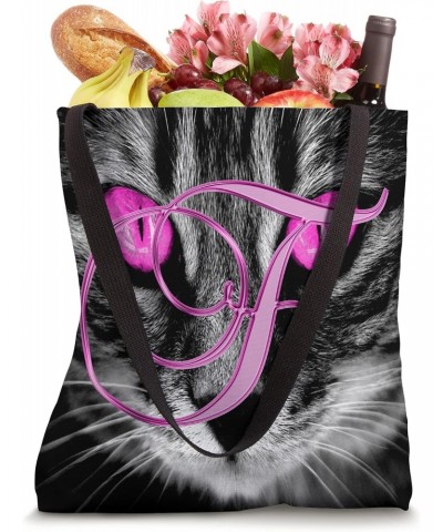 F Pink Cat Eye Kitten Kitty Pet Animal Initial Letter Name Tote Bag $9.83 Totes