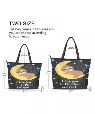 Womens Tote Bag, I Love You To The Moon Cute Baby Sloth Ladies Zip Shoulder Handbags $12.47 Shoulder Bags