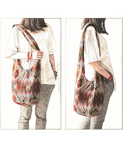 Shoulder Bag for women Hippie Crossbody Bag Bohemian Satchel Printed Cotton Linen Hobo Bag Purse Style 21 $13.15 Totes