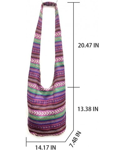 Shoulder Bag for women Hippie Crossbody Bag Bohemian Satchel Printed Cotton Linen Hobo Bag Purse Style 21 $13.15 Totes