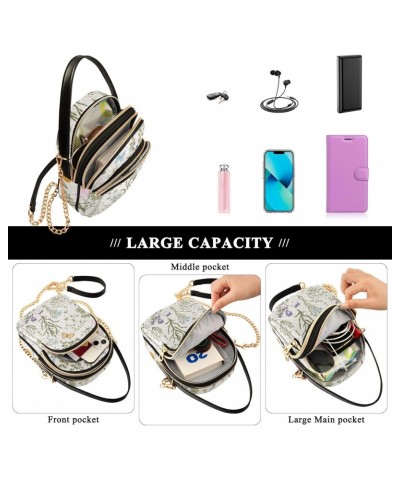 Herbs Wild Flowers Multi Pockets Crossbody Bags for Women Zip Cell Phone Purse Wallet Bag with Detachable Shoulder Strap Zipp...