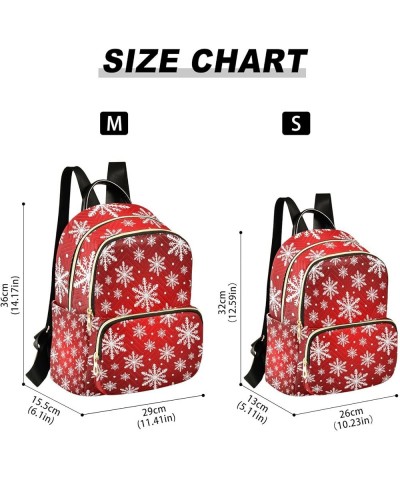 Christmas Women Backpack Snowflake Red White Anti-Theft Travel Backpack with Luggage Belt Durable Lightweight Handbag Lady Pu...