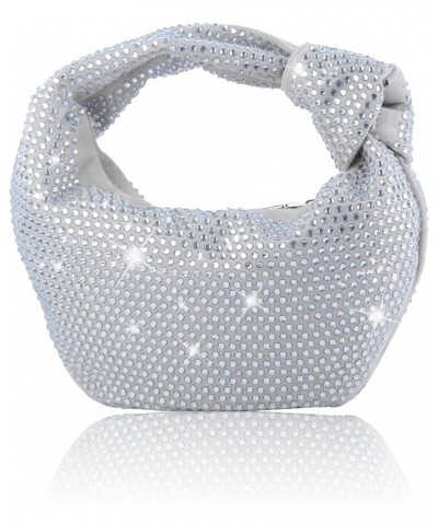 Knotted Handbag for Women Small Bling Full Rhinestone Purse Designer Ladies Hobo Dumpling Bag Glitter Evening Clutch Off-whit...