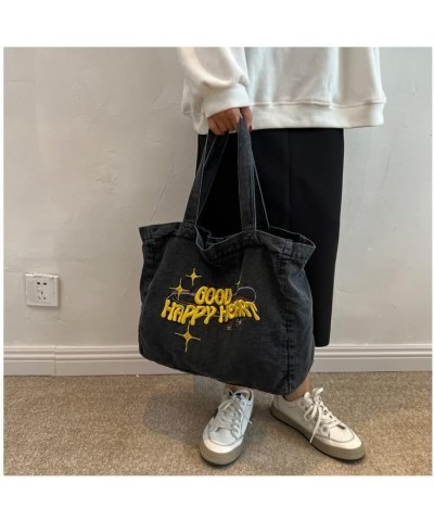 Y2k Aesthetic Tote Bag Aesthetic Y2k Accessories Y2k Bag Y2k Purse Denim Tote Bag Jean Bag Grunge Bag (Blakc) Blakc $15.43 Totes