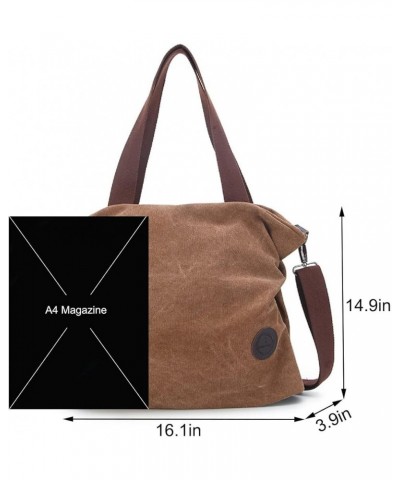 Women Shoulder bags Casual Vintage Hobo Canvas Handbags Top Handle Tote Crossbody Shopping Bags Blue Beige $18.79 Totes