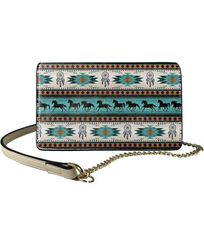 Stylish Casual Crossbody Bag Purse Leather Shoulder Bag for Women Tucson Horse Stripe Terracotta Turquoise $19.75 Satchels