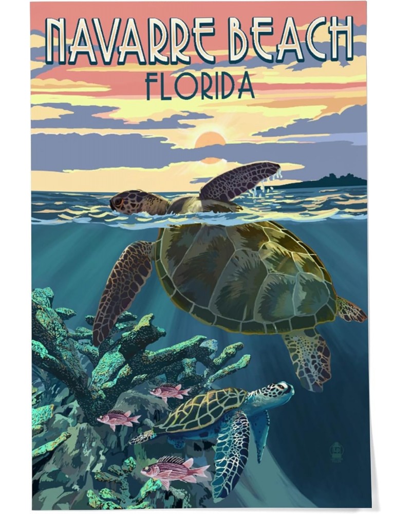 24x36 Inch Giclee Print, Navarre Beach, Florida, Loggerhead Sea Turtle and Sunset $24.50 Totes