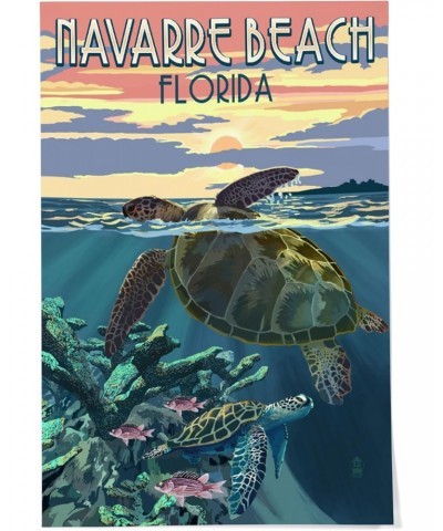 24x36 Inch Giclee Print, Navarre Beach, Florida, Loggerhead Sea Turtle and Sunset $24.50 Totes