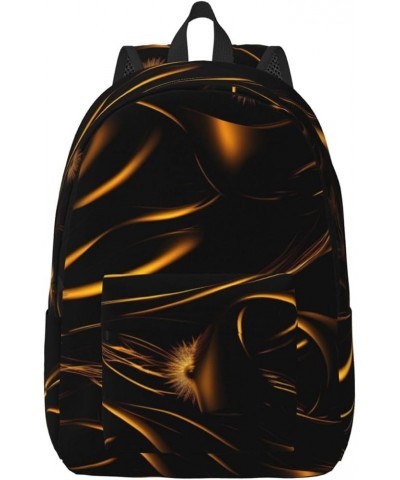 Black And Gold Background Print Casual Double Shoulder Daypack,Anti-Theft Travel Canvas Backpack For Men And Women Black Medi...