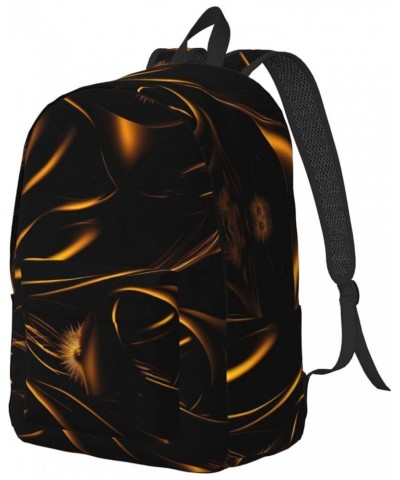 Black And Gold Background Print Casual Double Shoulder Daypack,Anti-Theft Travel Canvas Backpack For Men And Women Black Medi...