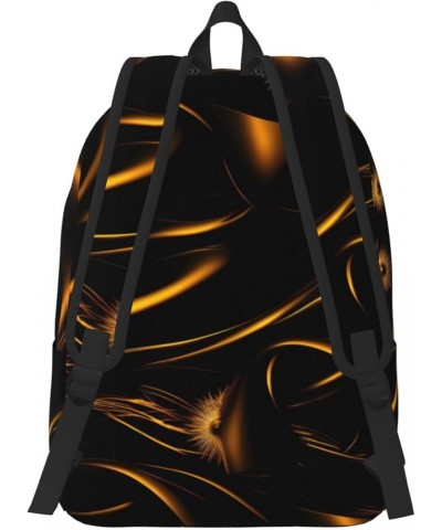 Black And Gold Background Print Casual Double Shoulder Daypack,Anti-Theft Travel Canvas Backpack For Men And Women Black Medi...