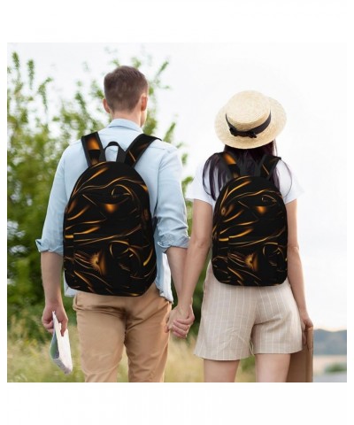 Black And Gold Background Print Casual Double Shoulder Daypack,Anti-Theft Travel Canvas Backpack For Men And Women Black Medi...