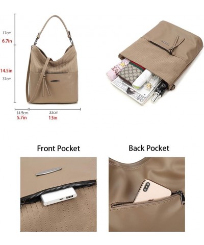 Bucket Bags for Women Elegent Chic Handbag Ladies Tote Bags Large Capacity Casual Shoulder Bag for Work School Brown $15.65 S...