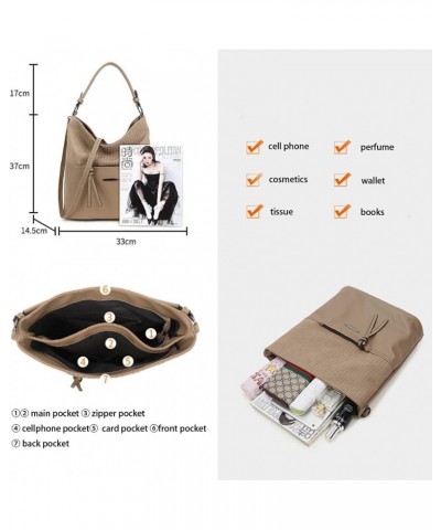 Bucket Bags for Women Elegent Chic Handbag Ladies Tote Bags Large Capacity Casual Shoulder Bag for Work School Brown $15.65 S...