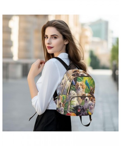 Colorful Floral Moon Stars Women's Small Backpack Purse Quilted Backpack Purse for Women Animals and Birds Medium $15.74 Back...