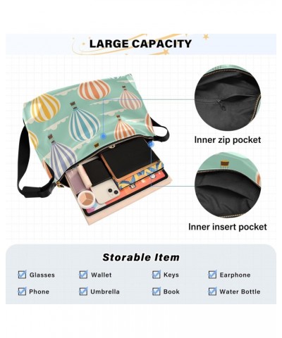 Rainbow Hot Air Balloon Crossbody Bag Hobo Handbag Purse Fashion PU Leather Shoulder Bags for Women $17.00 Hobo Bags