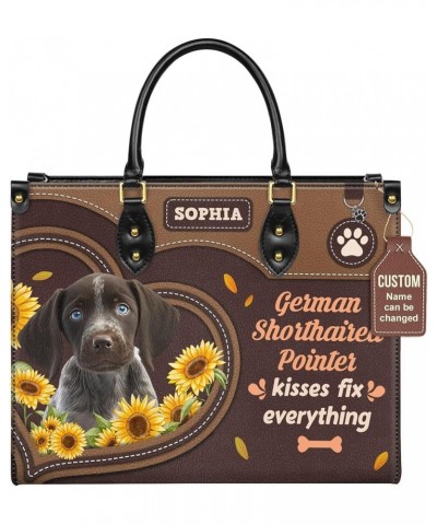 Personalized German Shorthaired Pointer Dog Handbags, Custom Name Dog Leather Bags, Purses, Shoulder Bag, Gift For Dog Mom St...