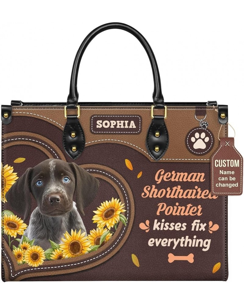 Personalized German Shorthaired Pointer Dog Handbags, Custom Name Dog Leather Bags, Purses, Shoulder Bag, Gift For Dog Mom St...