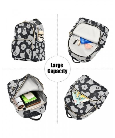 Halloween Women Backpack Grey Silly Spooky Ghost Spider Web Anti-Theft Travel Backpack with Luggage Belt Durable Lightweight ...