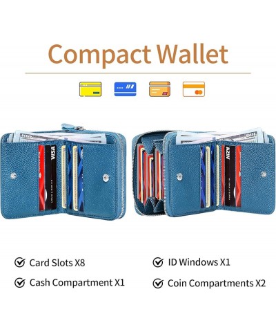 Genuine Small Wallet for Women, Slim RFID Blocking Credit Card Holder with ID Window, Compact Purses for Women with 8 Card Sl...