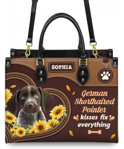 Personalized German Shorthaired Pointer Dog Handbags, Custom Name Dog Leather Bags, Purses, Shoulder Bag, Gift For Dog Mom St...